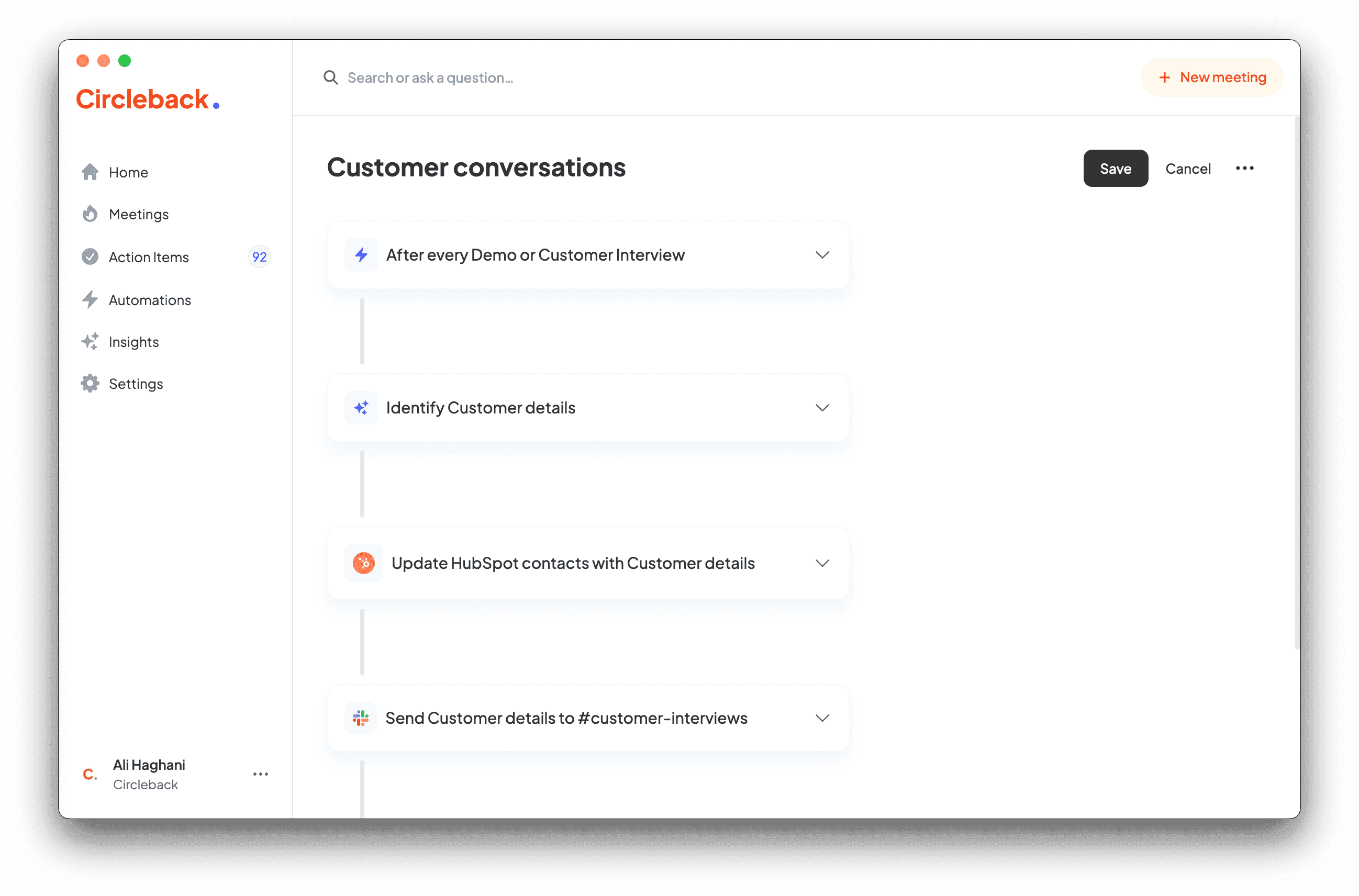 Use automations to identify insights in meetings