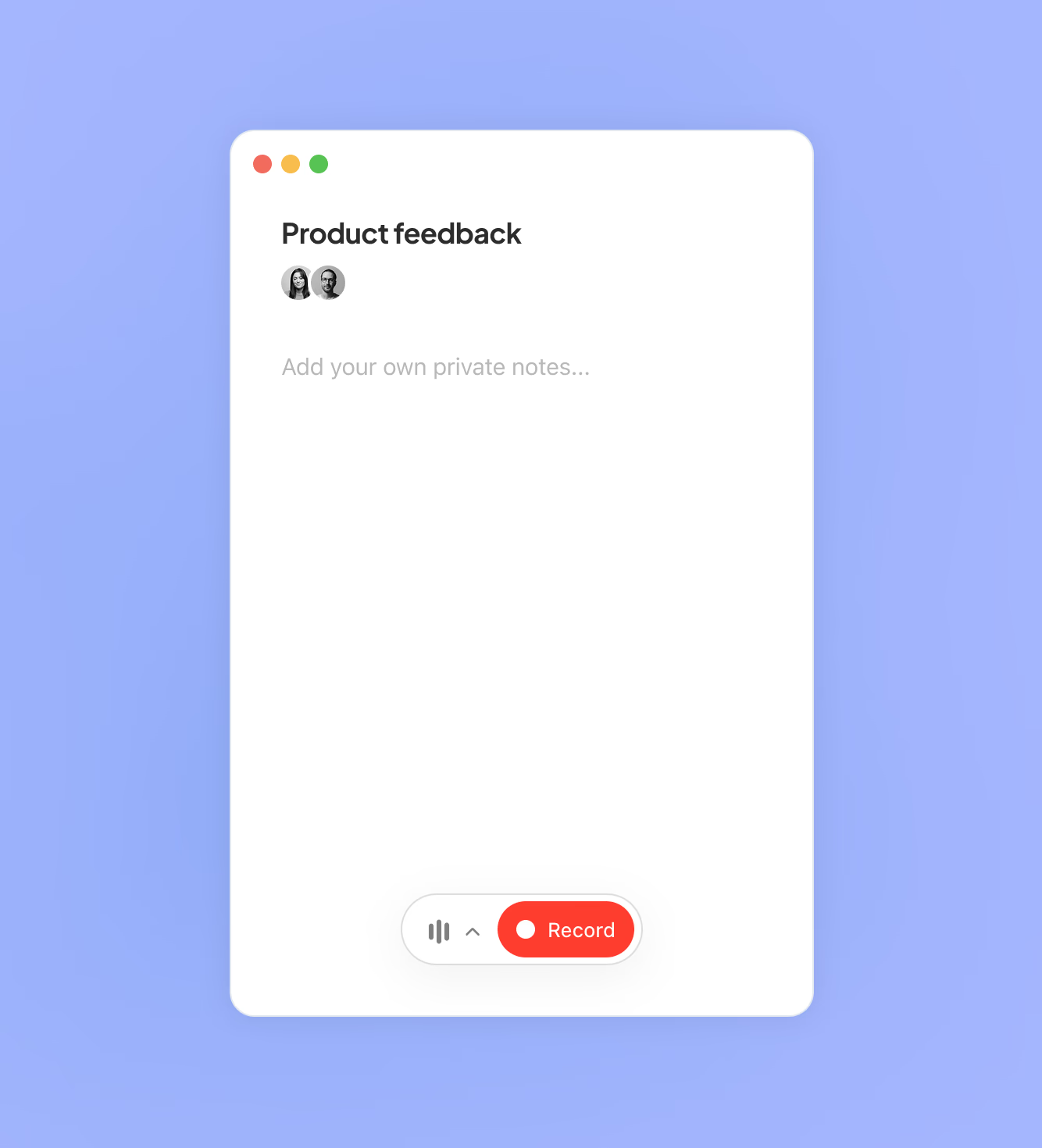 Circleback AI meeting notes interface showing a meeting summary with action items