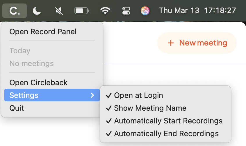 Automatically start and end recordings on desktop - Circleback